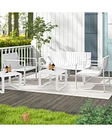 Patio Chairs Set of 4 Weather-resistant Plastic Outdoor Armchairs