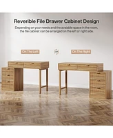 Tribesigns Computer Desk with 5 Drawers,Modern Wooden Study Table Office Workstation for Home Office, Small Spaces