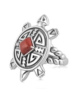 Sterling Silver Red Jasper Fritz Casuse Split Shank Turtle Ring