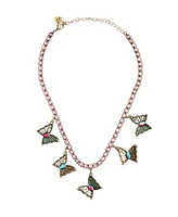 Betsey Johnson Faux Stone Boho Butterfly Bib Tennis Necklace