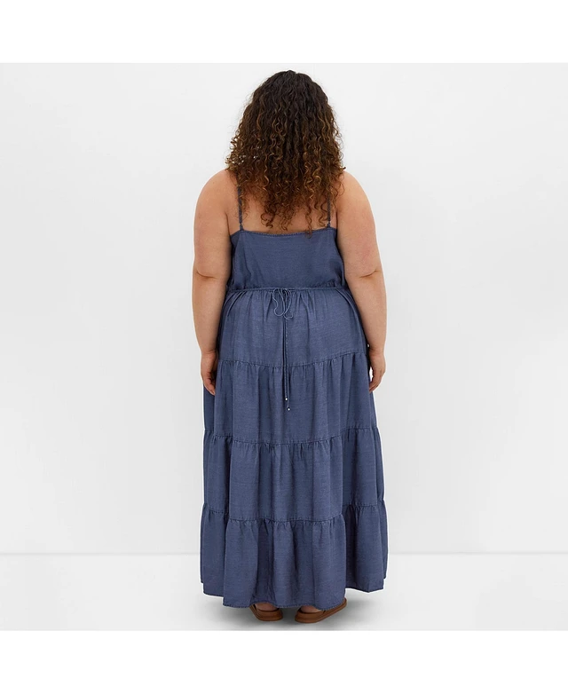 Maxi Dress Macys Plus Size Denim Dress Calvin Klein Women's V-Neck