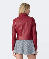 Furniq Uk Women's Bomber Leather Jacket, Created for Macy's