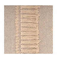 47" Cream And Black Leg Abstract Stripe and Dot Upholstery Bench
