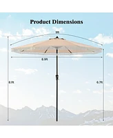 Gymax 9 Ft Patio Umbrella 2-Tier Market Table w/ Crank Handle Push Button Tilt