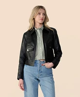 Furniq Uk Women's Bomber Leather Jacket