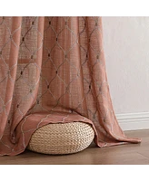 Kate Aurora 1 Piece Vienna Lux Embroidered Linen Blend Semi Sheer Grommet Window Curtain Panel - 84 in. Long