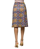 24seven Comfort Apparel Women's Comfortable Elastic Waist Knee Length Skirt