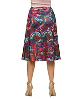 24seven Comfort Apparel Women's Comfortable Elastic Waist Knee Length Skirt