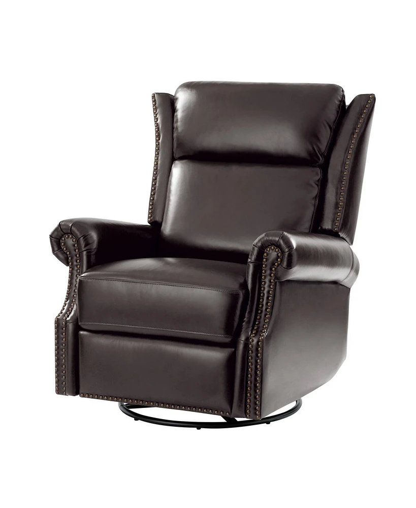 Paoletta Genuine Leather Manual Swivel Glider Recliner