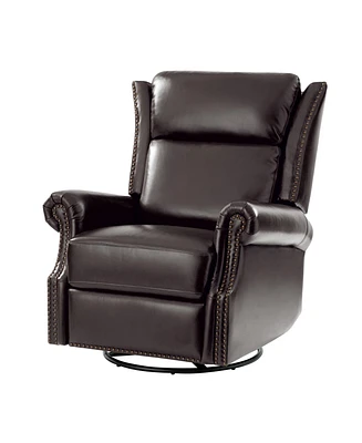 Paoletta Genuine Leather Manual Swivel Glider Recliner
