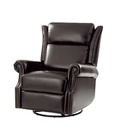 Paoletta Genuine Leather Manual Swivel Glider Recliner