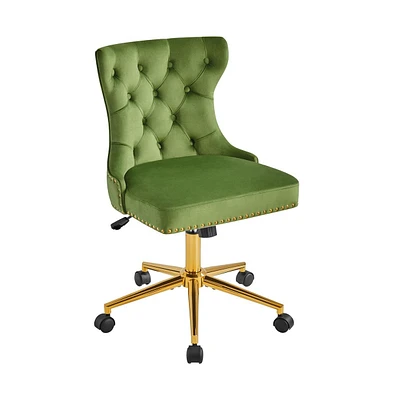 Yaheetech Velvet Upholstered Home Office Chair, Green