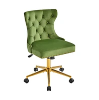 Yaheetech Velvet Upholstered Home Office Chair, Green
