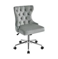 Yaheetech Velvet Upholstered Home Office Chair, Green