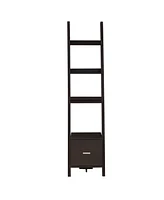 Wood 4-Tier Ladder Bookcase – Modern Leaning Bookshelf Display