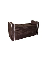 Suede Storage Bench with Drawer for Shoes and Accessories in Entryway
