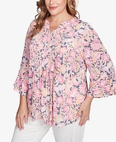 Ruby Rd. Plus Ruffle Sleeve Henley Top
