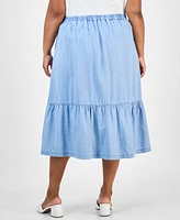 Jones New York Plus Chambray Midi Skirt
