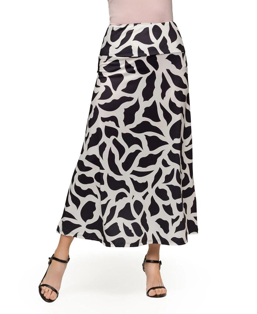 24seven Comfort Apparel Women's Elastic Waist A Line Maxi Skirt