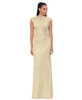 Betsy & Adam Petite Ruched Metallic Crinkle Gown