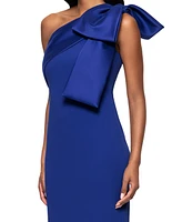 Betsy & Adam Women's Satin-Bow-Trim One-Shoulder Scuba Dress