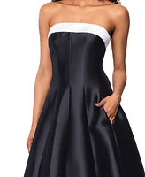 Betsy & Adam Petite Strapless Midi Ballgown