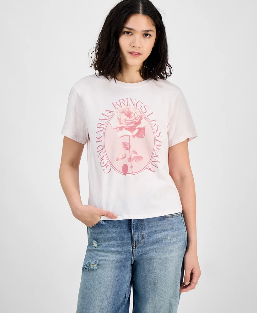 Pretty Rebel Juniors' Good Karma Cotton Graphic T-Shirt
