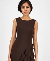 Tinsel Women's Round-Neck Printed Asymmetric-Ruffle Dress