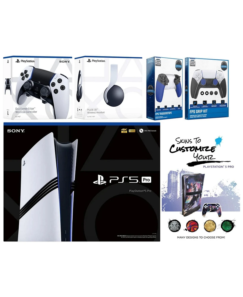 Sony Playstation 5 Pro Bundle with Pulse Headset, Extra Edge Controller, Trigger Stop Kit
