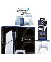 Sony PlayStation 5 Slim Digital PS5 with Extra Starlight Blue Controller, Dual Charging Dock and MightySkins Voucher Bundle