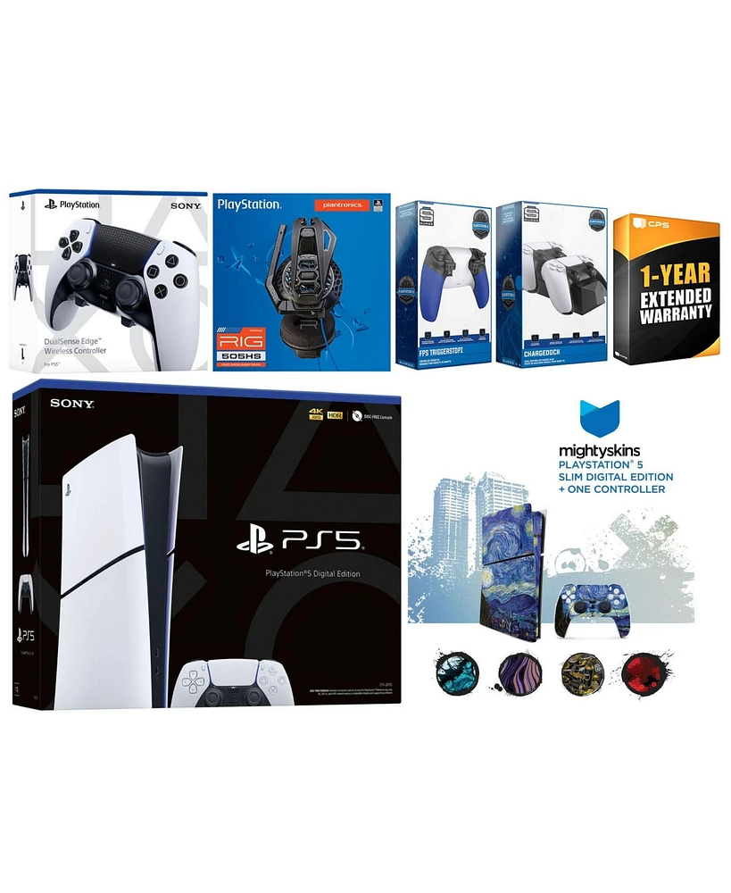 Sony Playstation 5 Slim Digital with Extra Edge Controller, Plantronics Headset, Trigger Stop Kit
