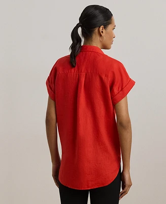 Lauren Ralph Dolman-Sleeve 100% Linen Shirt