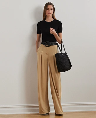 Lauren Ralph Women's Pleated Stretch Jersey Wide-Leg Pants