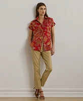 Lauren Ralph Women's Relaxed-Fit Floral Short-Sleeve Shirt
