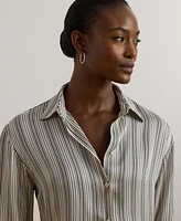 Lauren Ralph Women's Relaxed-Fit Striped Satin Shirt