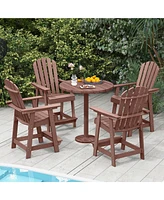 Pcs Bar Stool Hdpe Patio Chair with Armrest Footrest Home Indoor Outdoor