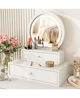 Vanity Mirror with 2 Slide-out Drawers 3 Lighting Modes & Adjustable Brightness