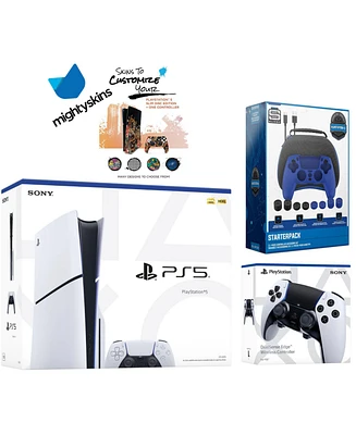 Sony PlayStation 5 Slim Disc with Extra Edge Controller, Pro Gamer Starter Kit and MightySkins Decal Voucher