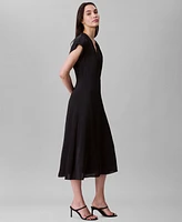 Calvin Klein Women's Satin V-Neck Midi Dress