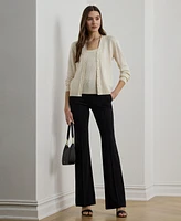 Lauren Ralph Women's Rib-Knit Linen-Blend V-Neck Cardigan