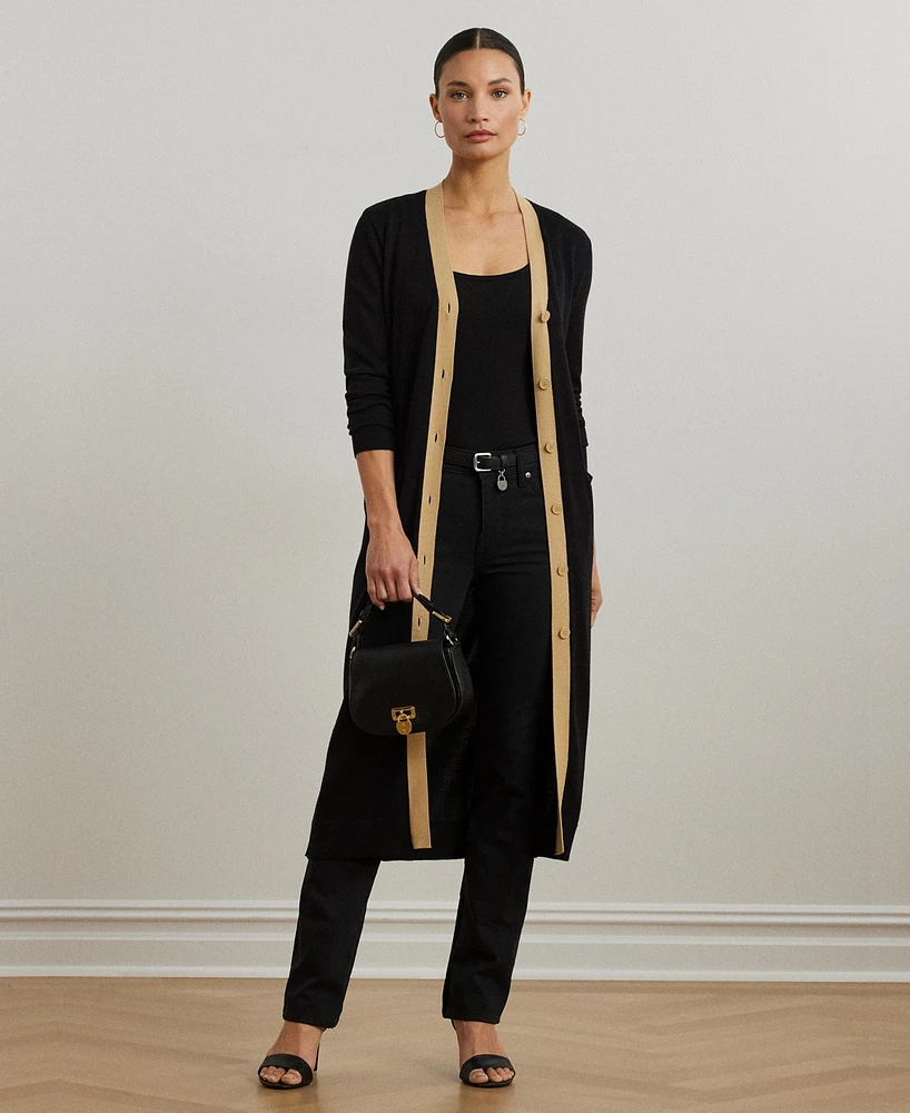 Lauren Ralph Women's Two-Tone Cotton-Blend Cardigan
