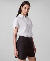 Calvin Klein Women's Linen-Blend Short-Sleeve Shirt