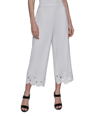 Karl Lagerfeld Paris Women's Floral-Hem Pull-On Pants