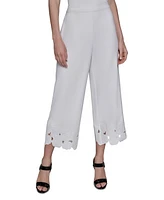 Karl Lagerfeld Paris Women's Floral-Hem Pull-On Pants