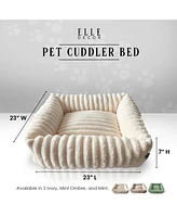 Elle Decor Square Plush Pet Cuddler Bed, Stylish and Comfortable Bedding for Dogs Cats