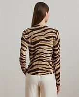 Lauren Ralph Women's Zebra-Print Linen-Cotton Cardigan
