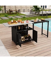 Mondawe Versatile Outdoor Cabinet with Folding & Expandable Work Surfaces