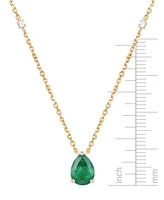 Emerald (1 ct. t.w.) & Diamond (1/20 17" Pendant Necklace 14k Gold (Also Ruby and Sapphire)