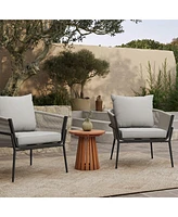 LuxenHome Outdoor Aluminum with Pe Rope Armchair with Cushions