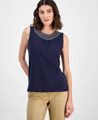 Nautica Jeans Women's Smocked-Neck Tank Top